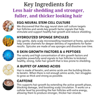list of key ingredients of the Ovaco Biorepair Scalp Ampoule with images and descriptions