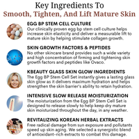 List of key ingredients in the Ovaco Egg BP Cell Ampoule with corresponding images and text