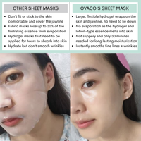 comparison image of a woman's face after using the Ovaco Egg Stem Cell Sheet Mask with text above