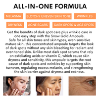 Product description for Ovaco Snow Gold Ampoules with text about its benefits and uses.